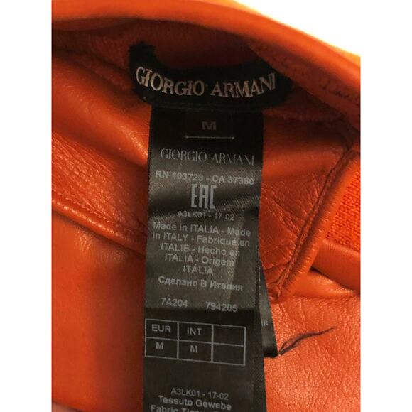 Giorgio Armani Women\'s Leather/Cashmere Gloves Orang Size M Italy NWT $845